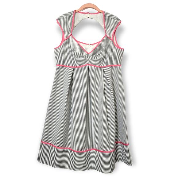 London Times Vintage Pinup-Style Striped Pink Lined Sleeveless Midi Dress 14 - Picture 1 of 7